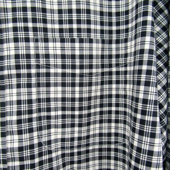 LL Bean Wrinkle Free Black White Plaid Button Down Shirt Size L Traditional Fit - Picture 4 of 9
